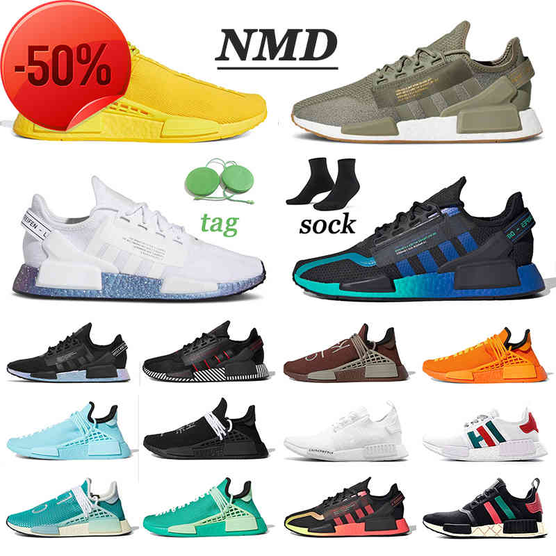 

Pharrell Williams X Nmd Human Race Original R1 V2 Running Shoes Legacy Green Sports Sneakers Aqua Tones White Black Men Women Hu Trail Races, 1 gradient neon 36-45