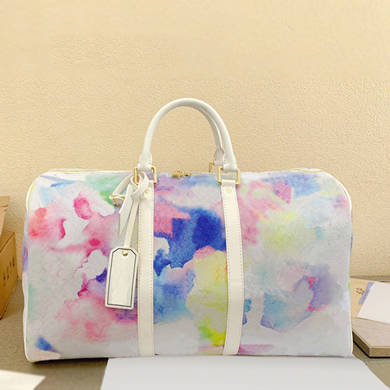 

Large capacity female travel bag short distance fitness tote -mreadyade storage lightweight leather luggage 2021 Print the gradient