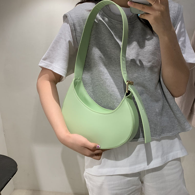 

French Style Leather Shoulder Bag Crescent Armpit Small Handbags For Women Clutch Bags Solid Color Fashion Vintage Tote Purse, Multi