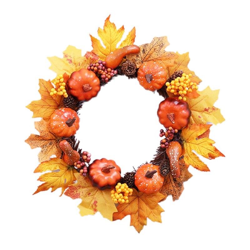

Christmas Decorations Fall Pumpkin Door Wreath Artificial Front Decoration Thanksgiving Decorative Garland