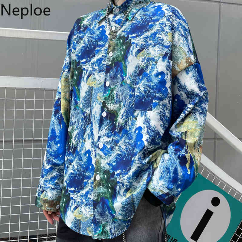 Neploe Harajuku Women Shirts Korean Vintage Print Blouses Women's Clothing Loose BF Streetwear Blouse Loose Chic Blusas Mujer 210422