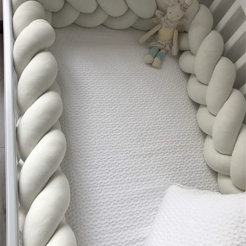 Baby Bed Bumper Braid Knot Pillow Cushion Bumper for Infant Crib Protector Cot Bumper Tour De Lit Tresse Room Decor 211025-image-735357046