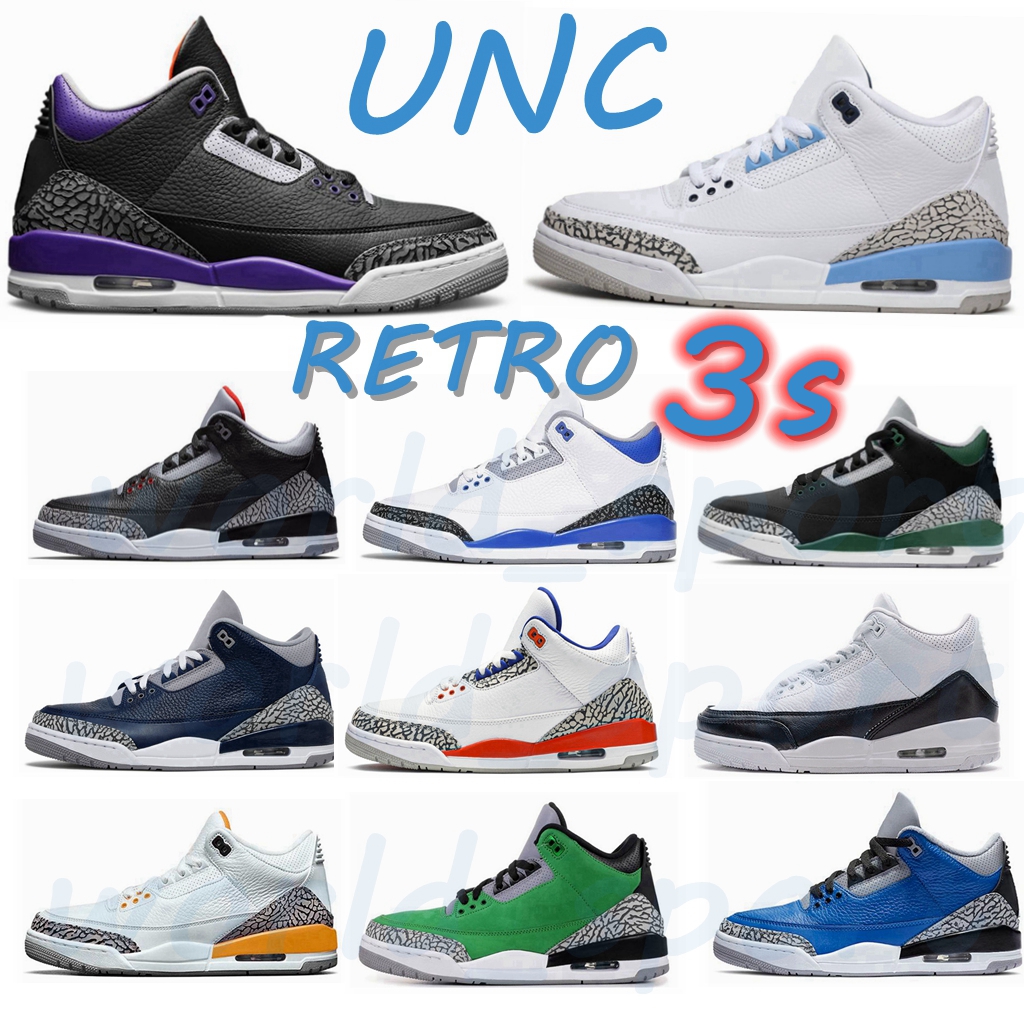 

High Quality 2021 Jumpman 3s Basketball Shoes 3 Midnight Navy Racer Blue Fragment Court Purple Cool Grey UNC Tinker Mens Sports Trainers Sneakers with TAG, Box