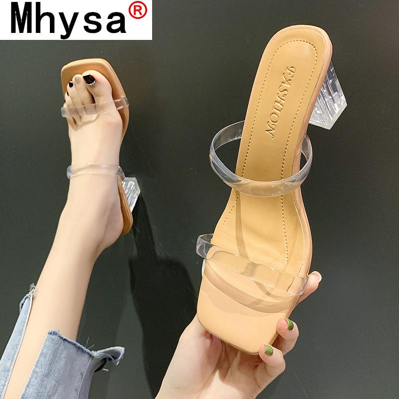 

Sandals Clear Heels Slippers Women Summer Shoes Woman Transparent Pvc High Pumps Wedding Wine Glass, Black