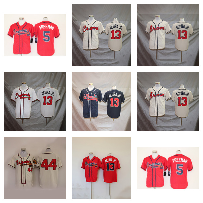

Baseball uniform 5 Freddie Freeman 13 Ronald AcuÃ±a Jr., Blue;black