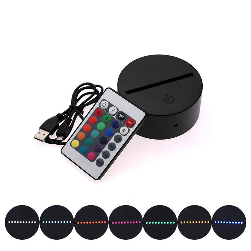 

3D LED Lamps Base USB Cable Touch Holder Lamp Night Light Replacement 7 Color Colorful Lights Remote Control Lighting Wholesale