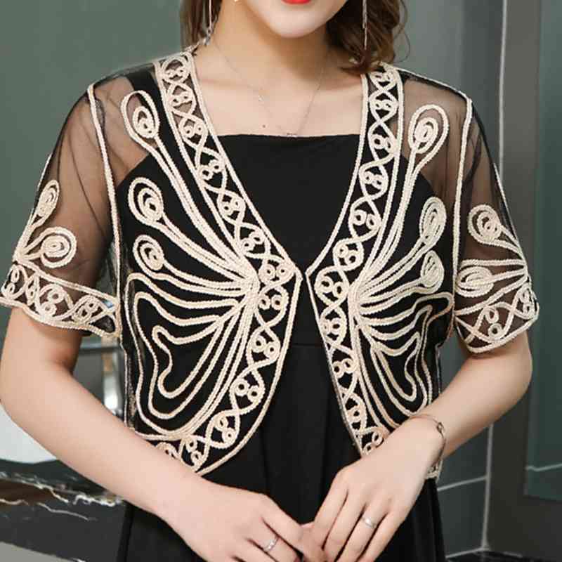 

Summer Blouse Women Short Sleeve Cardigan Tops Women Blusas Mujer De Moda V-neck Hollow Lace Blouse Shirt Blusas Mujer C996 210602, Black-gold