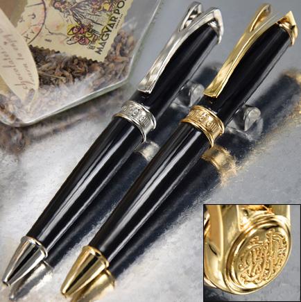 

High Quality Classic two-in-one Clip Luxury Metal hypertrophy barrel Ballpoint Pen+2 Additional Gift Refills+Additional Gift Plush Pen Pouch, Golden / silver