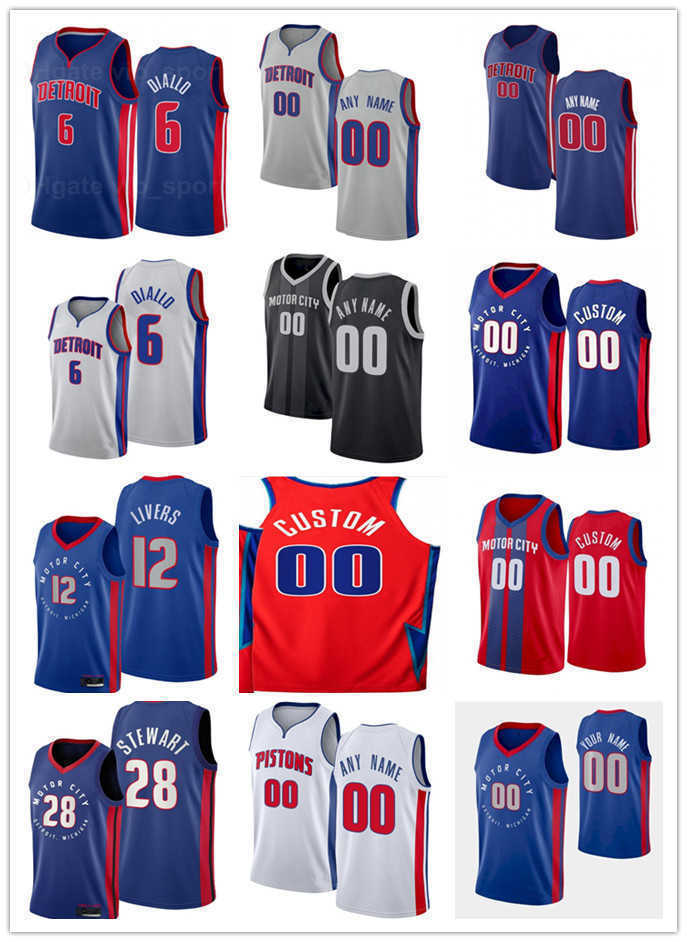 

75th Mens Women Youth DetroitPistons18 Cory Joseph 38 Saben Lee 12 Isaiah Livers 28 Isaiah Stewart Custom Basketball Jersey, Color