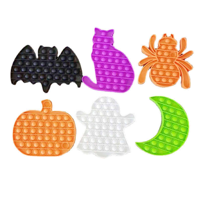 

Halloween push bubble fidget toys Party Favor gift ghost pumpkin cat spider bat simple dimple stress relief decompression sensory toy