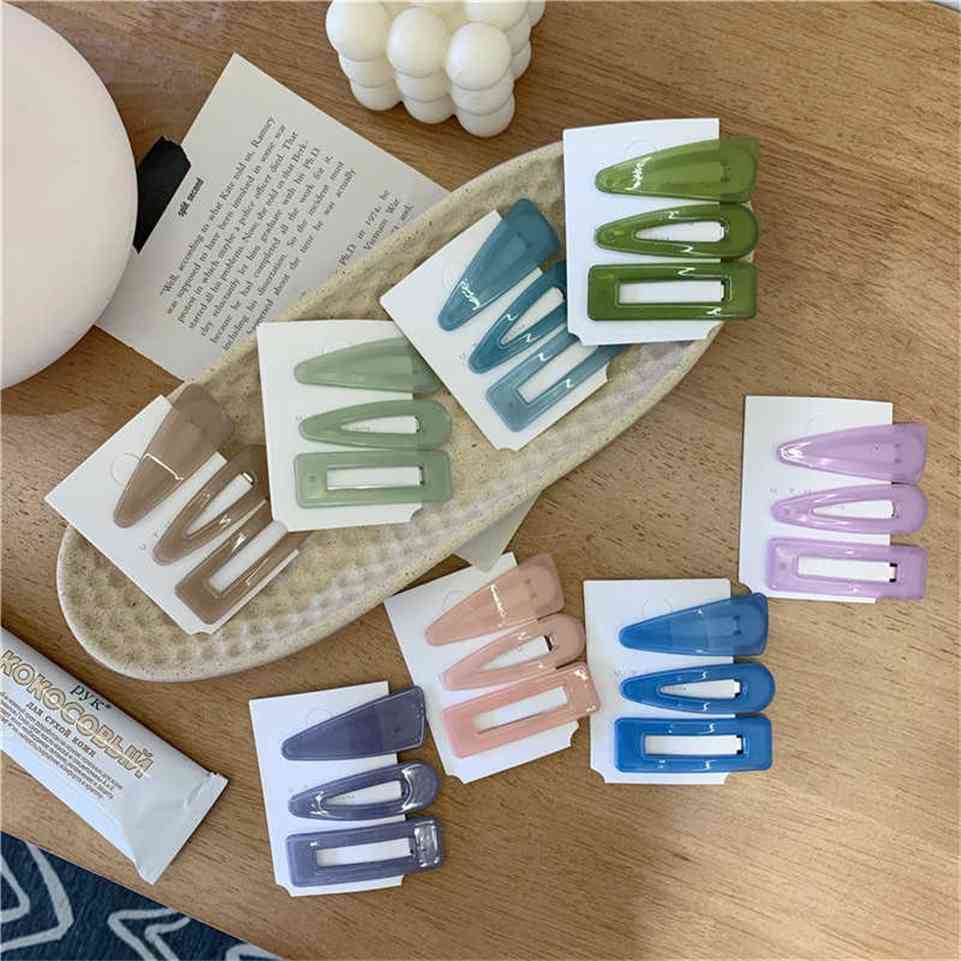 

Kids Girls Snap Hair Clip Toddlers Barretter Simple Versatile Triangle Transparent Magic Girl Hairpin Headdress Candy Colors Spring Lovely Clips G70EKBD, Blue set