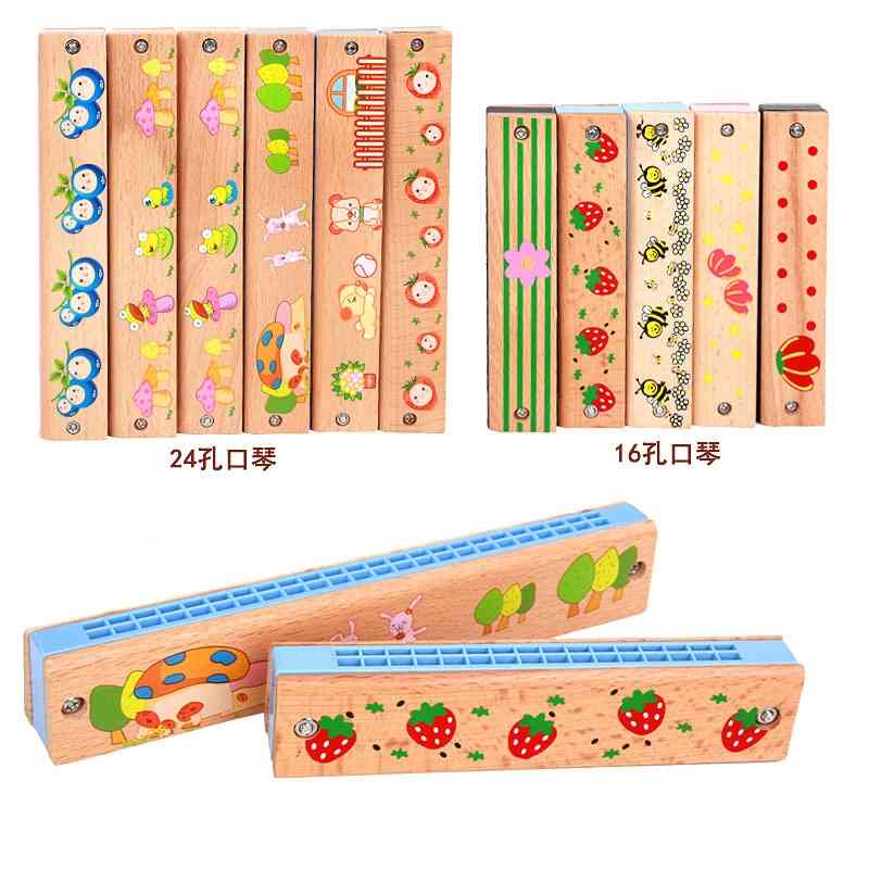

Children's musical instruments wooden toys 24 hole harmonica to cultivate children's interest in music listening