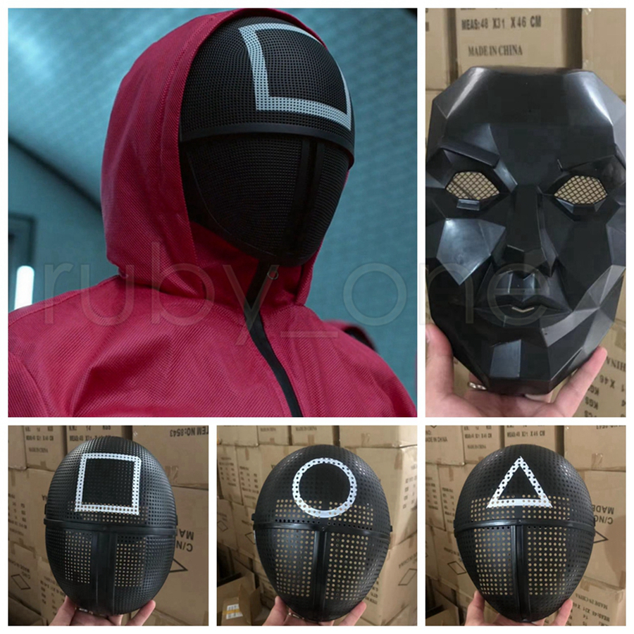 

DHL Ship Squid Game Masked Man Masks Round Squire Triangle Cosply Mask Accessories Delicate Halloween Masquerade Costume Party Props RRA4478