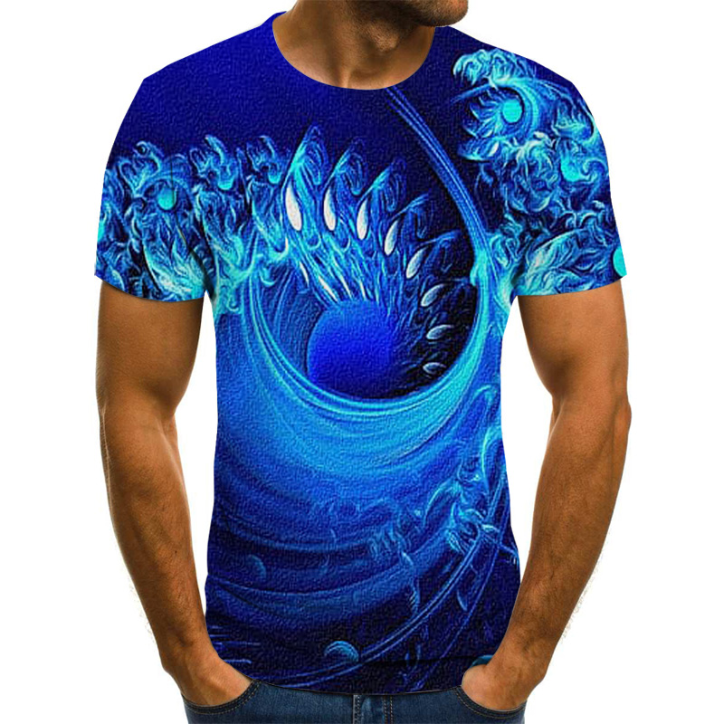 

2020 New Three-dimensional vortex T-shirts Mens Summer 3D Print Casual 3D T Shirt Tops Tee XXS-6XL, White;black