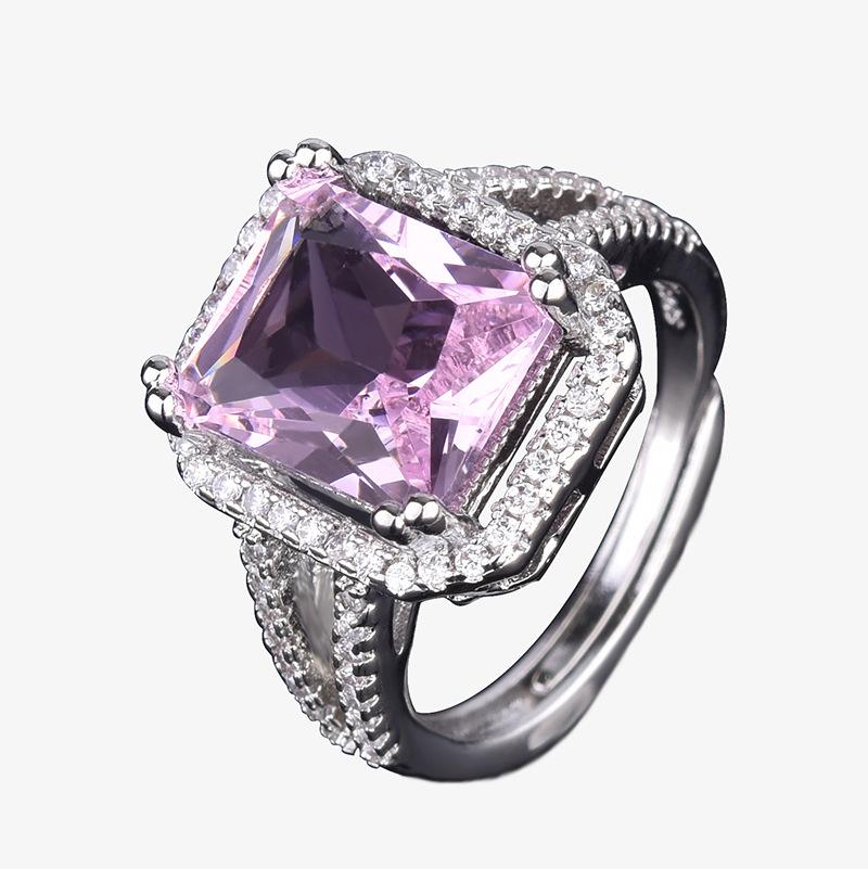 

Cluster Rings Solid 100% 925 Sterling Silver Color Amethyst With Diamond Ring For Women Fine Bizuteria Jewelry Anillos Gemstone, Golden;silver