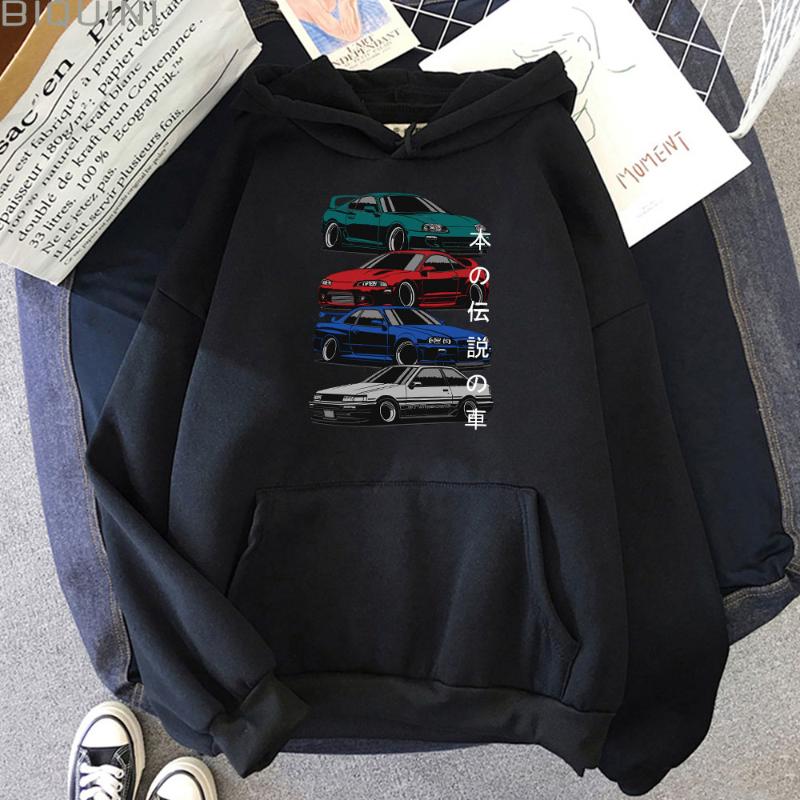 

Men's Hoodies & Sweatshirts Japanese Anime JDM Mix Civic CRX Initial Integra Printing Men Women Fashion Tops Long Sleeve Hoody Streetwear Sw, Black