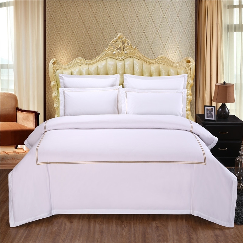 

Hotel bedding hotel bed sheet four wind all cotton simple embroidery quilt cover three piece set