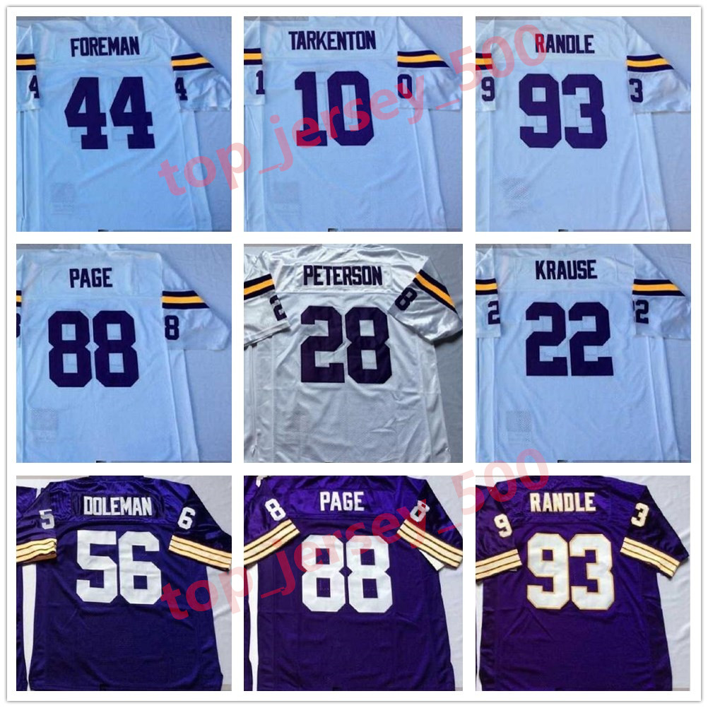 

Men Women Youth NCAA Football Retro Vintage 10 Fran Tarkenton Krause Peterson Chuck ForeMen Chris DoleMen Cris Carter Alan Page John Randle Jerseys, As shown in illustration