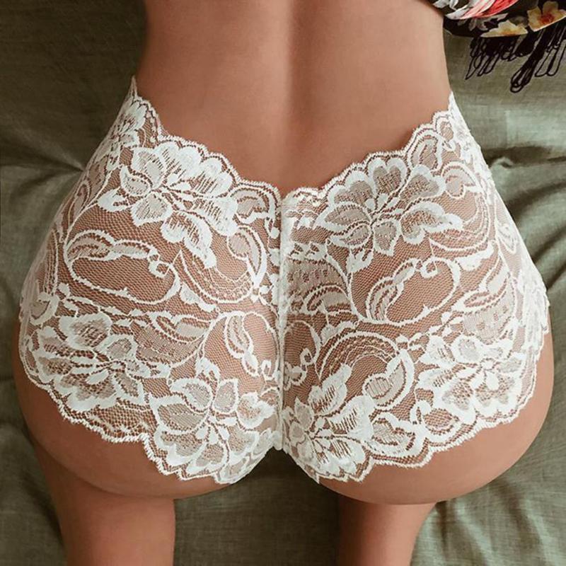 

Women's Panties Underwear, Low Waist, Large Size Lace Embroidery, Transparent Ruffled Sexy Underwear, Black