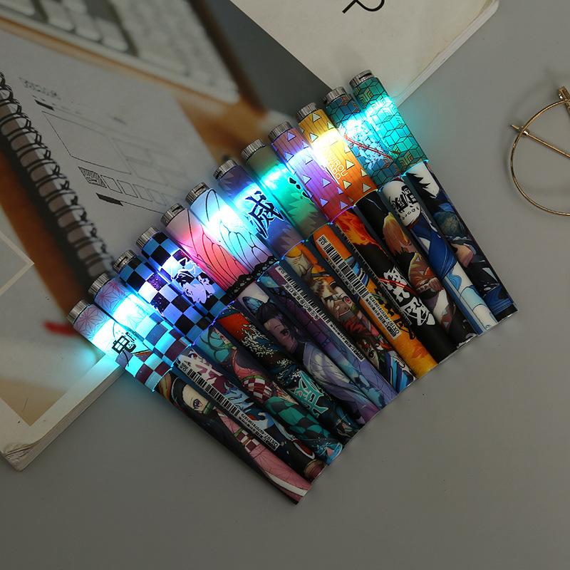 

Pcs/lot Demon Slayer Collapsible Light Gel Pen Cute 0.5mm Black Ink Signature Pens Promotional Gift Office School Supplies