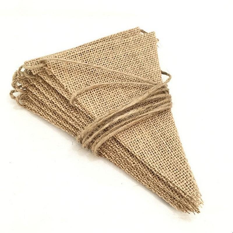 

Party Decoration 13/48 Flags Rustic Hessian Burlap Bunting Banner Jute Wedding Decorating Home Decor Supply