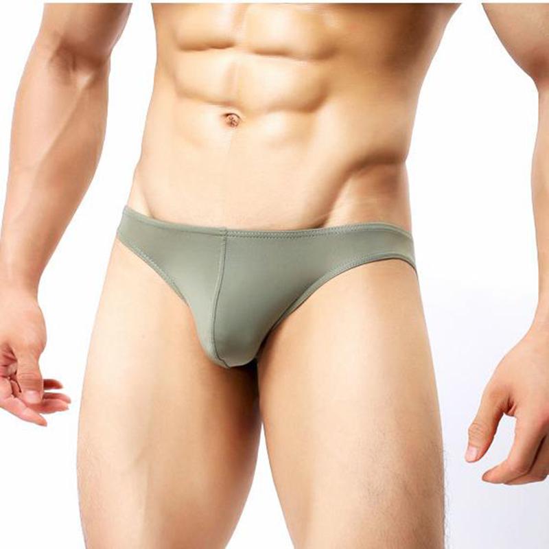 Men's Breathable Glossy Sheer Striped High Cut Leg Brief Transparent Underwear 