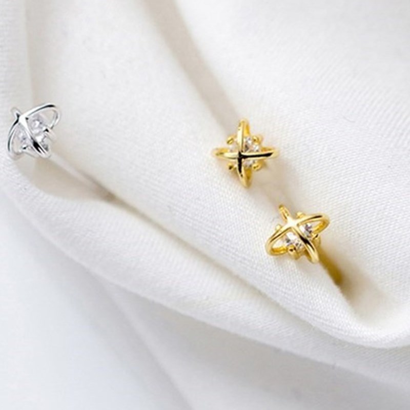 

mix design wholesale 925 Sterling Silver Cz gold stud earrings Tiny Zircon simple earring designs with price jewelry goods from China