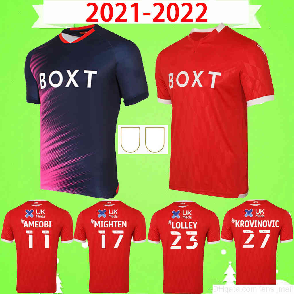 

Adult mens 21 22 Nottingham Forest Soccer Jerseys home away red blue LOLLEY GRABBAN 2021 2022 WATSON CASH Football Shirt SILVA AMEOBI SIZE
