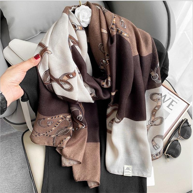 

Scarves Fashion Scarf Women Hijab Foulard Pashmina Winter Autumn Warm Head Design Printed Lady Shawl Wrap Stoles Bandana