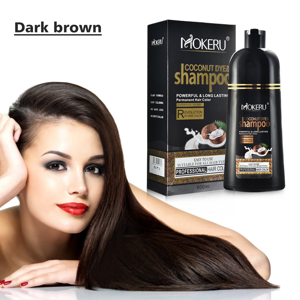 

500ml Natural Organic Coconut Oil Essence Black Hair Dye Shampoo Covering Gray Hair Permanent Hair Color Dye Shampoo CareSc