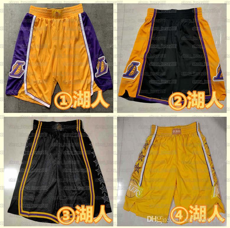 

Mens 2021 team Basketball Shorts Retro Los Angeles Lakers Stitched Pocket Shorts 76er Dallas Mavericks Sweatpants, Black