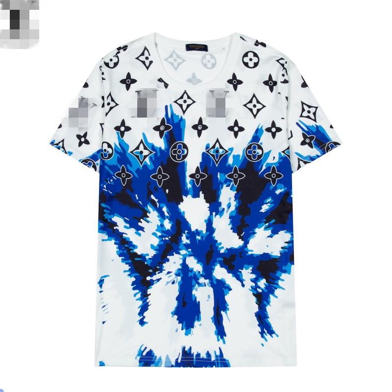 

2021 LV LOUIS Shirts VITTON Top Quality Men's T-Shirts Fashion Printing Cotton VUTTON Shorts Sleeve Clothing, White;black