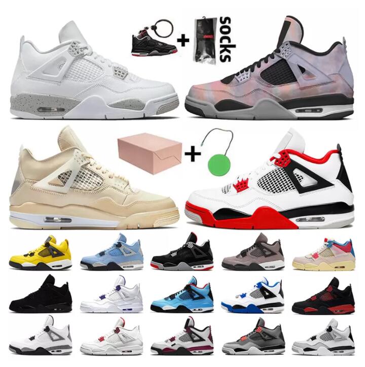 

Women Men Jumpman 4 Basketball Shoes 4s Zen Master White Oreo Sail Infrared Fire Red Military Black Cat University Blue Bred Trainers Thunder Sports Sneakers 36-47, Box