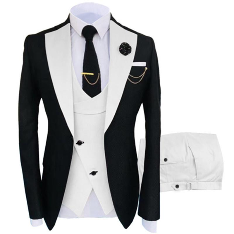 

Men's Suits & Blazers Get Vest 3 Pcs Set/Mode Men Casual Boutique Business Irregular Jacket Jas Pants, Black game