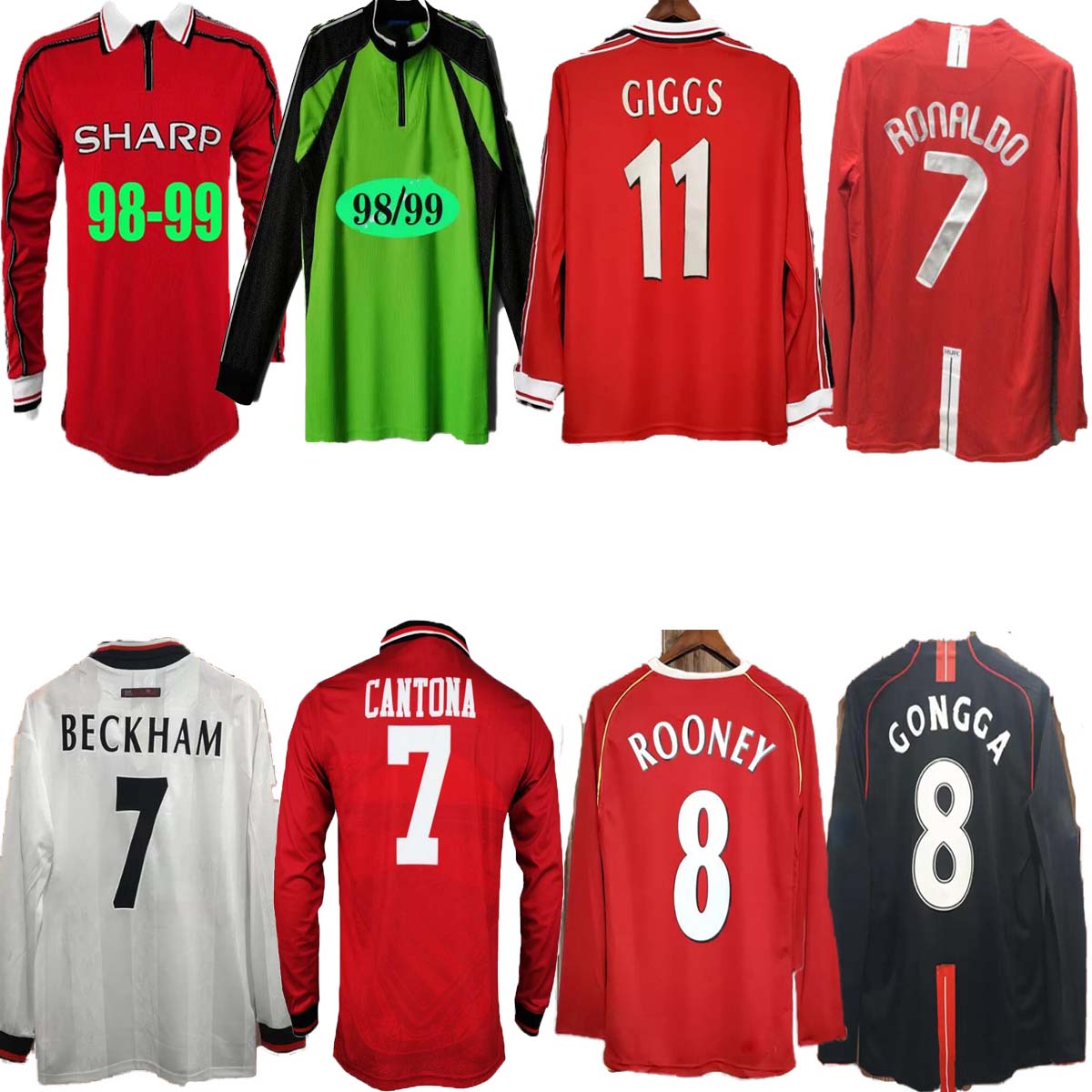 

long sleeve Retro United 2002 Soccer jersey MAN football Giggs SCHOLES Beckham RONALDO CANTONA Solskjaer 06 07 08 94 96 97 98 99 86 88 90, Purple