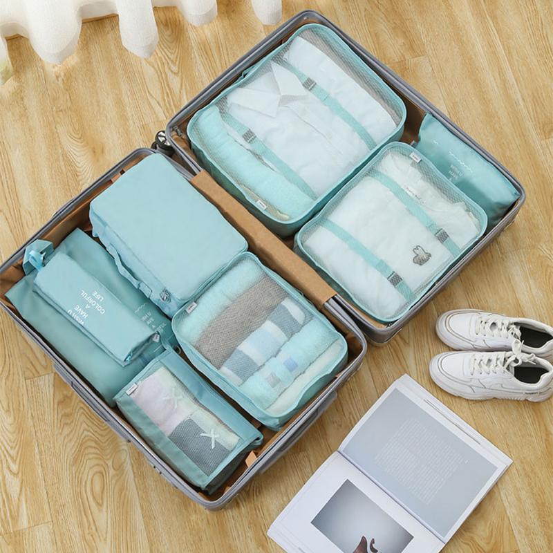 

7/8 PCS Travel Storage Bag Set For Clothes Tidy Organizer Wardrobe Suitcase Case Shoes Packing Cube Bags