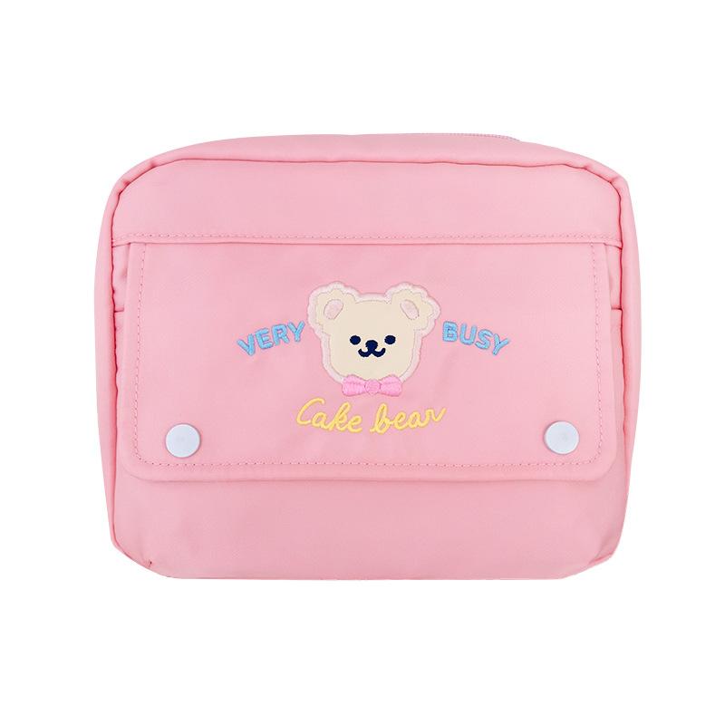 

Beige Green Pink Cartoon Bear Big Flat Pencil Pouch 17*21*6cm Korean Fashion Pen Stationery Journal Cover Bag Gift Bags