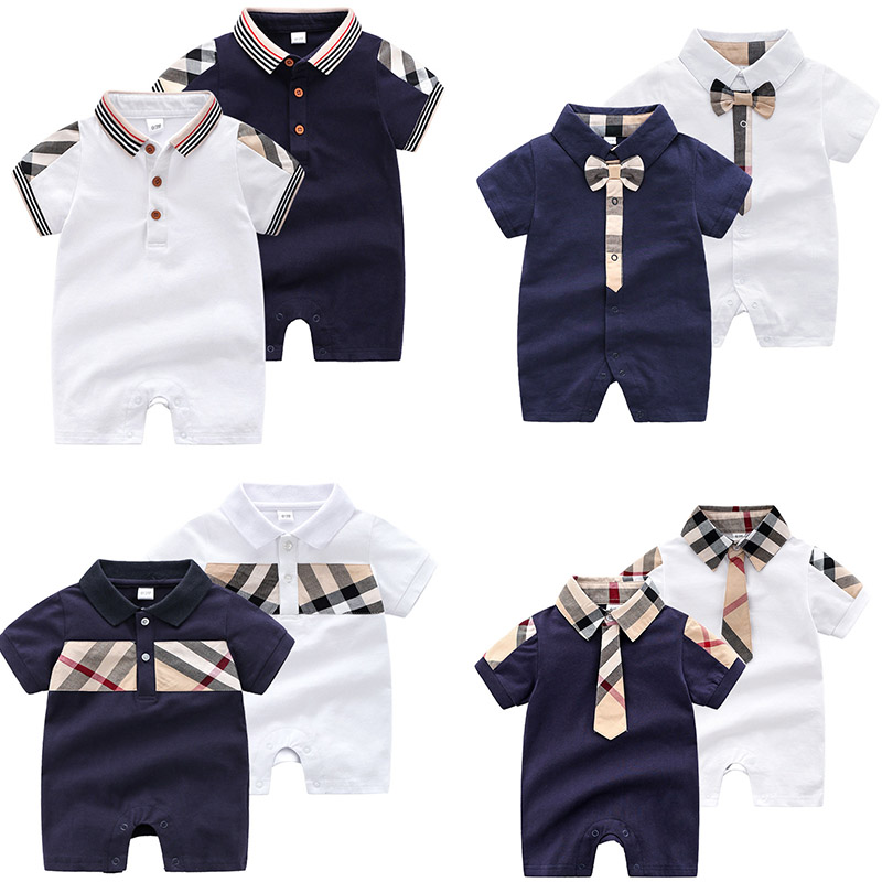 

Summer baby kids infant boy designer clothes boys Girls plaid O-neck Short Sleeve sleeveless Jumpsuits Cotton Romper Clothing WYY95086, #1