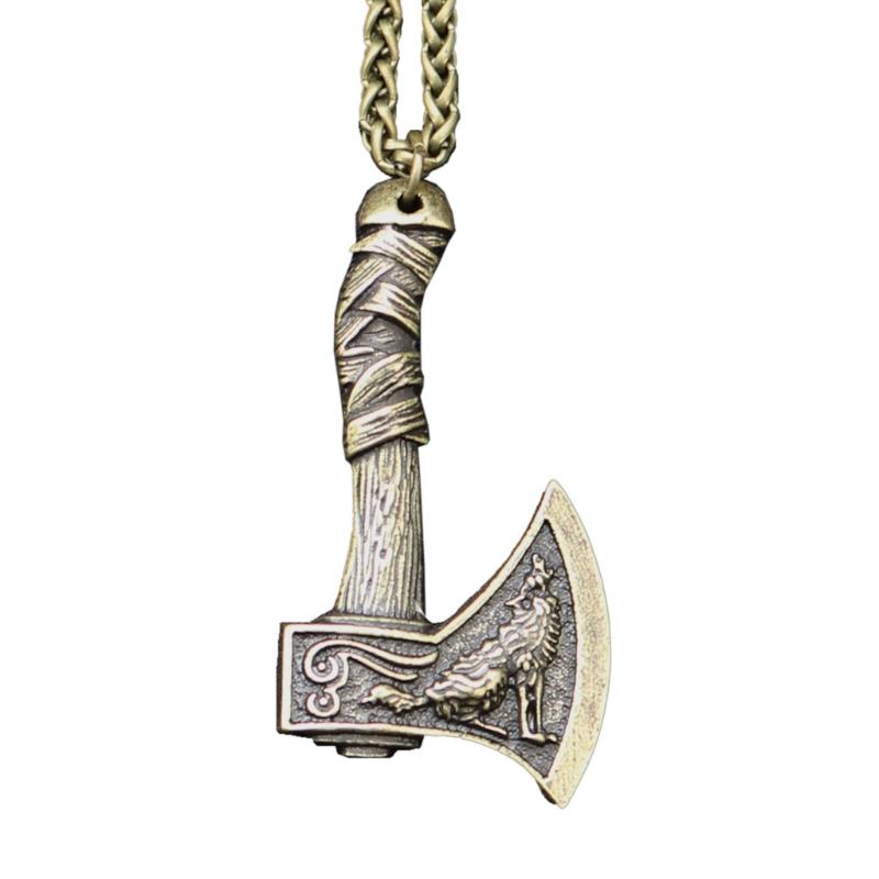 

Pendant Necklaces Viking Wolf Raven Axe Necklace Alloy Chain Jewelry Gifts For Men