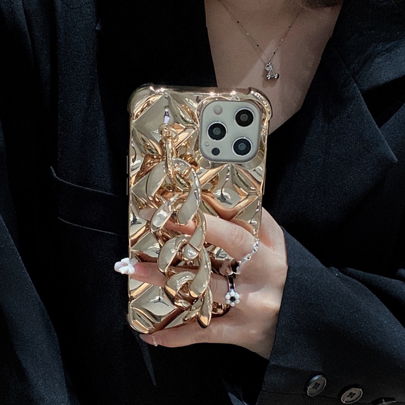 

Luxury Extremely silver Chain Phone Cases For Iphone 13 12 11 Pro Max X XR 7 8 Plus Simple Anti drop Soft Shell Cover