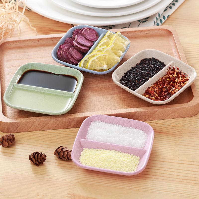 

Dishes & Plates 2 In 1 Seasoning Sauce Grain Salad Plate Saucer Tableware Bowl Condiment Dish Cooking Tools Kitchen Accessories