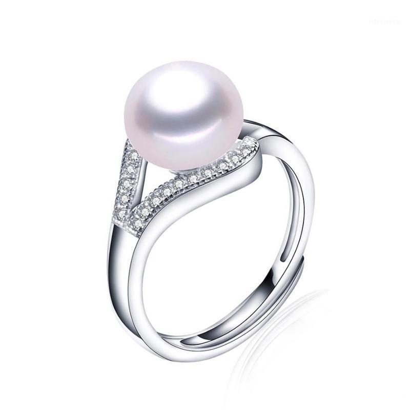 

Cluster Rings Fashion Silver 925 Pearl Ring Zircon Jewellery Ornaments For Female Wedding Engagement Party Gifts Wholesale Resizable, Golden;silver