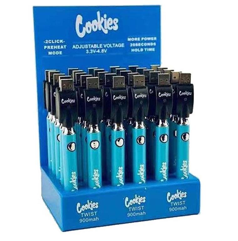 

Cookies Backwoods Law Twist Preheat VV Battery 900mAh Bottom Voltage Adjustable Usb Charger Vape Pen 30Pcs with Display Box