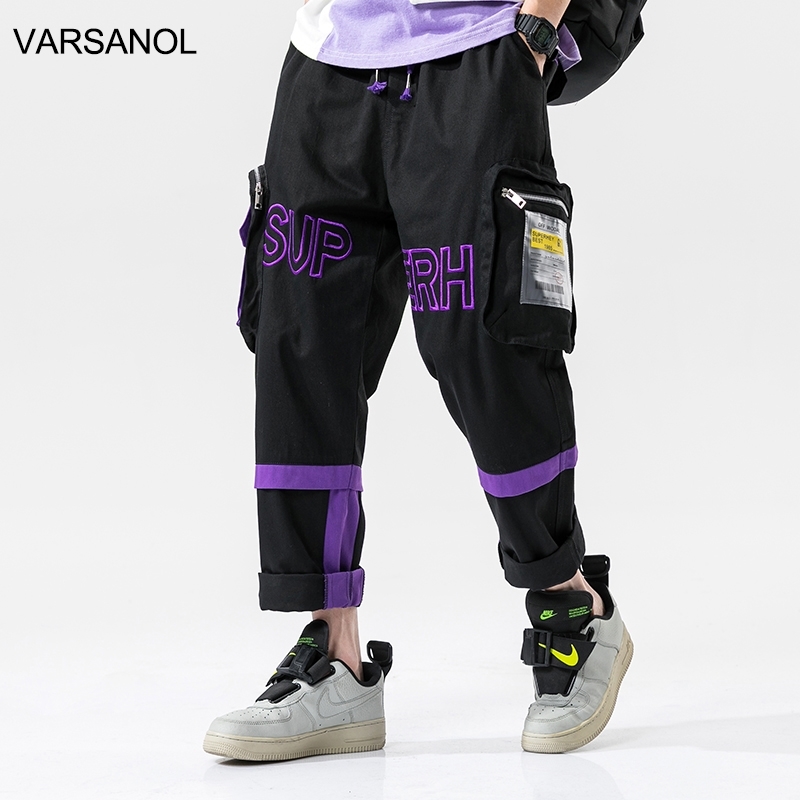 

Mens Hip Hop Clothing Cargo Pants Cotton Fashion Big Pockets Black Pants Men Streetwear Black Trousers Work Out Clothes -4xl 210601, Khaki