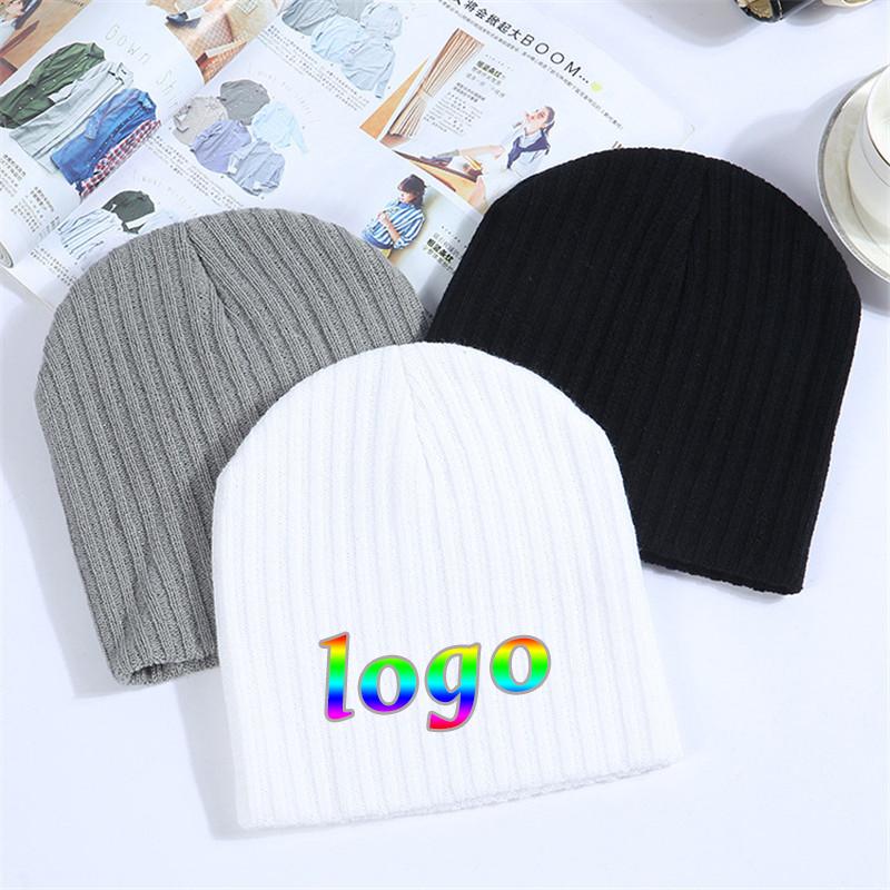

Beanie/Skull Caps Wintercustom Made Hats For Women Beanie Cap Solid Warm Knitted Skullies Beanies Man Thick Black Gray White Colors