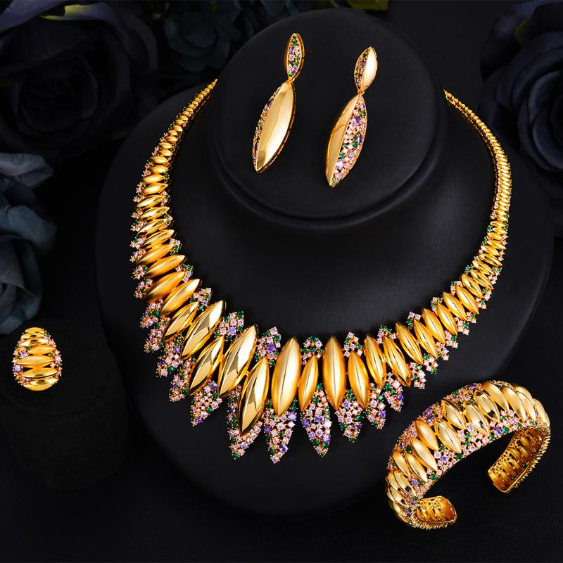 

Earrings & Necklace KellyBola Gorgeous Luxury Noble Stunning Bangle Ring Dangle Jewelry Set For Women Bridal Wedding, Silver