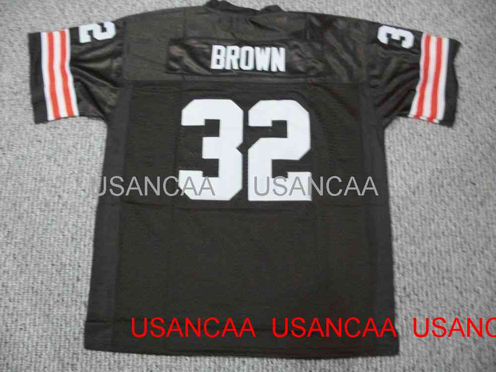 

Men Women Youth JIM BROWN Custom Brown Sewn Football Jersey Stitched Jerseys -5XL 6XL