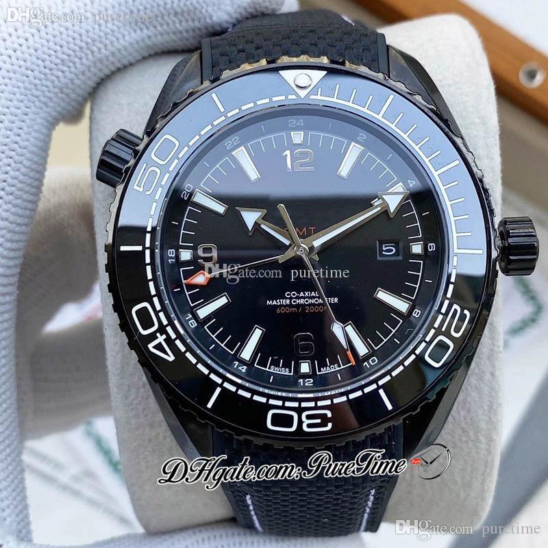 

43mm Deep 600M GMT A21J Automatic Mens Watch Ceramics Bezel Black Dial White Stick Markers Nylon Rubber Strap 9 Styles Sports Watches Puretime I14c3, I14-a1 (1)