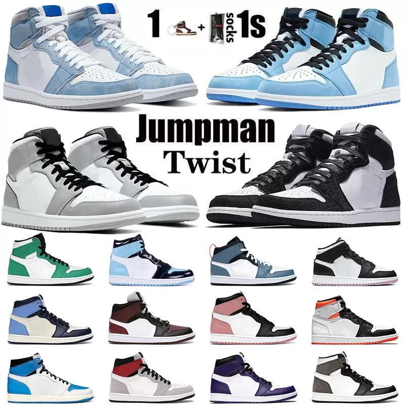 

Mens 1 high OG basketball shoes 1s University Blue electro orange dark mocha bred shadow UNC twist men women Sneakers trainers 36-45, 14