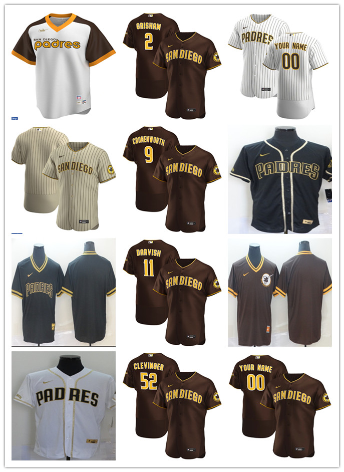 

Men Women Youth San Diego Padres 52 Mike Clevinger 9 Jake Cronenworth 11 Yu Darvish 2 Trent Grisham Custom Baseball Jersey B, Blue;black